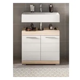 inn.furn Waschbeckenunterschrank weiß Hochglanz Eiche 60 cm Mambo