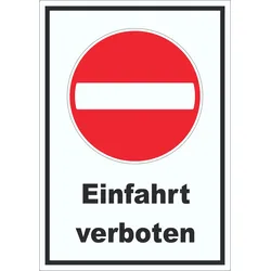 Einfahrt verboten Aufkleber Einbahnstrasse A3 (297x420mm)