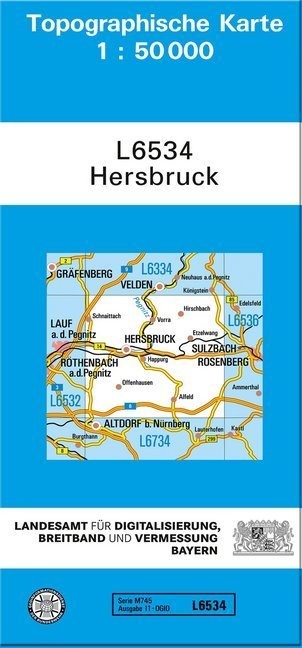 Topographische Karte Bayern Hersbruck - Breitband und Vermessung  Bayern Landesamt für Digitalisierung  Karte (im Sinne von Landkarte)