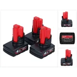 Milwaukee Akku Set M12 B4 12 V 4,0 Ah 3 Stück