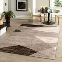 VIMODA Moderner Teppich Geometrisches Muster Meliert in Braun Beige, Maße:60x110 cm