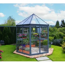 Palram - Canopia Aluminium Gewächshaus Oasis | Anthrazit | Ø 245x267 cm
