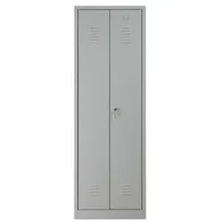 PROREGAL Garderobenspind Camel | 2-Fächer & 1-Schloss| HxBxT 180x60x50 cm | Zylinderschloss | Grau