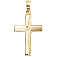 JOBO Kreuzanhänger Anhänger Kreuz, 333 Gold mit Zirkonia gelb|goldfarben