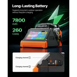 Vevor Glasfaser Spleißgerät, 6 Motoren, Fusionsspleißgerät, Kern-/Mantelausrichtung, 6 s Spleißen, 13 s Aufheizen, Touchscreen, 3-in-1-Fusion Splicer, 7800 mAh Akku für SM MM DS NZDS