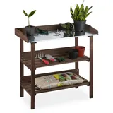 Relaxdays Pflanztisch Holz 86 x 92 x 42 cm dunkelbraun