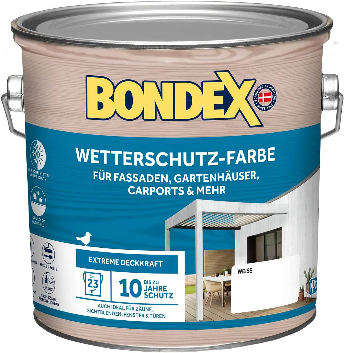 BONDEX Wetterschutz-Farbe, witterungsbeständig, hohe Deckkraft, verschiedene Farben und Grössen