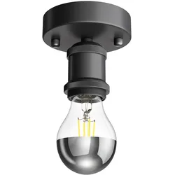 ledscom.de Vintage E27 Lampen-Fassung RETRA, schwarz, rund, 100mm inkl. E27 Leuchtmittel 461lm warmweiß
