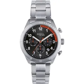 Breil Uhr Herren Mate Ziffernblatt BI-Farbe SCHWARZ/ROT Bewegung Multifunktion Quartz e Bracelet Stahl Silber EW0592