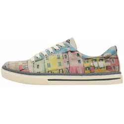 Sneaker DOGO "Damen Sneaker Burano Island Vegan Damen Sneaker / Female", Damen, Gr. 37, Normalschaft, bunt (natur), Lederimitat, Schuhe Schnürschuh Skaterschuh Sneaker low, Vegan