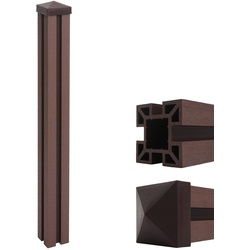 WPC-Pfosten Savoie-WPC-Zaun, Pfeiler Pfahl, Stecksystem ~ 98cm, braun