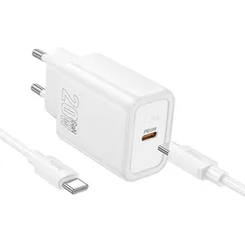 HOCO Ladegerät N60 USB-C 20W + Kabel Typ C auf C Weiß