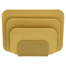 Rosti Choptima Schneidebrett Set mit Halter/Ständer, Küchenbrett, Brotschneidebrett & Servierbrett, 3er-Set, Hygienisch, Spülmaschinenfest, aus Kunststoff, Curry