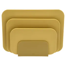 Rosti Choptima Schneidebrett Set mit Halter/Ständer, Küchenbrett, Brotschneidebrett & Servierbrett, 3er-Set, Hygienisch, Spülmaschinenfest, aus Kunststoff, Curry