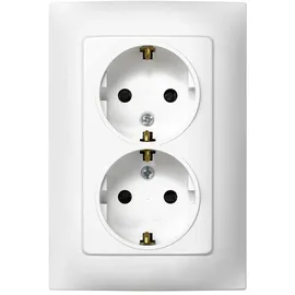 Simon Schuko Doppelsteckdose Serie Simon 10, 250 V, 10 A, weiß