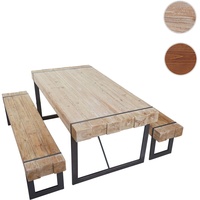 Mendler Esszimmergarnitur HWC-A15, Esstisch + 2x Sitzbank, Tanne Holz rustikal massiv MVG-zertifiziert ~ naturfarben 180cm