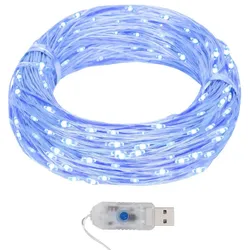 vidaXL Micro-LED-Lichterkette 40 m 400 LED Blau 8 Funktionen