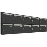 AL Briefkastensysteme Basic 10er Briefkasten RAL 7016 Anthrazit inkl. Zeitungsfach