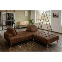 KAWOLA Schlafsofa mit Hocker Wiolo Leder grau