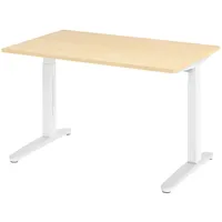 Bümö Schreibtisch Ahorn, Weiß, Nachbildung,Ahorn, Rechteckig, 120x74x80 cm, FSC