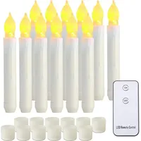 Batteriebetriebene LED-Stabkerzen mit Fernbedienung, flackernde, flammenlose Stabkerzen, 12er-Pack warmgelbe künstliche Kerzen für