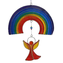 Saraswati Suncatcher "Engel unter dem Regenbogen" Resin mehrfarbig 16 x 25 cm