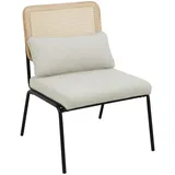 Svita Loungesessel Rattansessel Retrosessel Rattan vintage Creme Holz, 1-Sitzer, 61x88x52 cm, Wohnzimmer, Sessel, Polstersessel