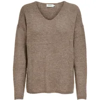 Only Damen Warmer Strickpullover | Knitted Basic Stretch Sweater | Langarm V-Ausschnitt Shirt ONLCAMILLA, Farben:Hellbraun, Größe:M