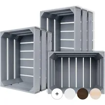 Creative Deco Holzkiste 40 x 30 x 23 cm 3-tlg. grau