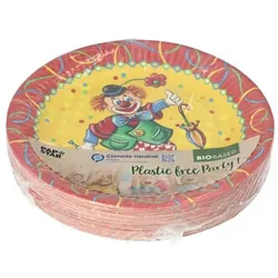 50 Teller, Pappe rund Ø 23 cm Clown