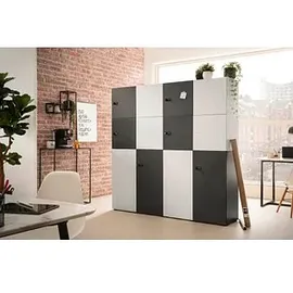 MÖBELPARTNER Spind Locked weiß 702029, 6 Schließfächer 90,8 x 40,7 x 185,2 cm