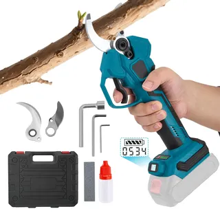 Professionelle Akku Astschere,40 mm Gartenschere mit LCD-Display Elektrische Gartenschere mit 800W bürstenlosem Motor Akku-Baumschere4-stufige Schnittdurchmessereinstellung Gärtner & Obstbauern Presse