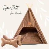 Golden Dog Tipi-Zelt für Katzen und Hunde, Haustierzelt, Plüsch-Kissenhaus, Luxus-Hundezelt, abnehmbar und waschbar, Haustierhaus (Royal Cappucino)