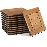 Clanmacy Holzfliesen Holzfliesen Terrassenfliesen Balkonfliesen mit Drainagensystem 1-5 qm, 22 St. braun