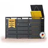 MUVELL Mülltonnenbox 3er 240l & 120l Müllbox - aus 0,8 mm feuerverzinkten Metall - Eisenglimmer DB 703 Mülltonnenboxen - abschließbare wetterfest