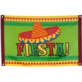 Boland 54405 - Fahne Fiesta, Größe 60 x 90 cm, Polyester, Mexiko, Banner, Wanddekoration, Hängedekoration, Kindergeburtstag, Mottoparty, Karneval