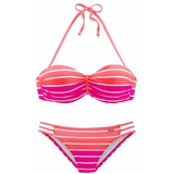 VENICE BEACH Bügel-Bandeau-Bikini, Damen pink-gestreift, Gr.34 Cup C,