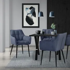 ML-Design Esszimmerstühle 2er Set Frotteestoff Blau mit dickem gepolsterter Sitz