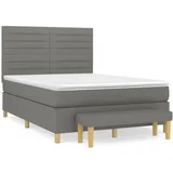 vidaXL Boxspringbett mit Matratze Dunkelgrau 140x200 cm Stoff1366399