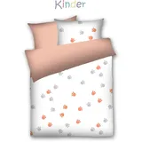 Dyckhoff Weichfrottier Kinder Bettwäsche 'Pfötchen' 100 x 135 cm orange,
