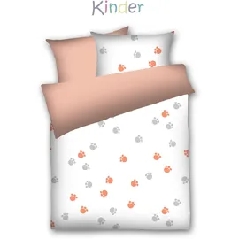 Dyckhoff Weichfrottier Kinder Bettwäsche 'Pfötchen' 100 x 135 cm orange,