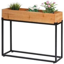Hochbeet MCW-L32, Pflanzkasten Blumenkasten Gemüsebeet, Holz-Stahl 62x80x16cm ~ Gestell schwarz, naturfarben