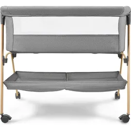 Moby-System Babybett freistehend & faltbar mit Matratze und Rollen – Moby-System Mili grau, 0–6 Monate,