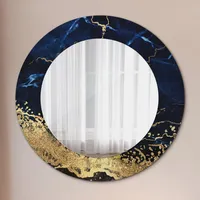 Tulup Spiegel, Dunkelblau, Gold, Glas, Rund, 50x50x0.4 cm, Spiegel,