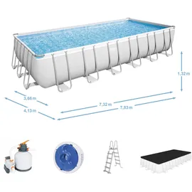 BESTWAY Power Steel Frame Pool Set 732 x 366 x 132 cm inkl. Sandfilteranlage