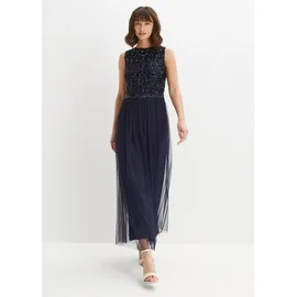 bonprix Maxikleid Paillettenstickerei Blau 52