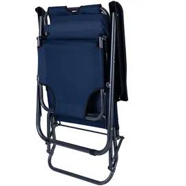 ETC Shop Klappstuhl Gartenstuhl mit Kopfkissen Strandstuhl Sonnenliege Hochlehner Campingstuhl Liegestuhl klappbar, Metall Textil blau schwarz, max. 100kg, L 153 cm