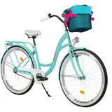 26 Zoll Damenfahrrad MILORD Citybike Retro Mit Korb Stadtrad Vintage Fahrrad 1 Gang - blau