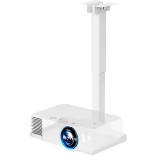 PUTORSEN Beamer Projektor Halterung - Höhenverstellbar Beamer Deckenhalterung oder Wandhalterung Installation ohne Bohrung,Verdeckte Kabelführung,Hält bis zu 10 kg,Weiß