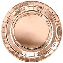 partydeco Einweggeschirr-Set, Pappteller rund 18cm rosegold 6er Set goldfarben